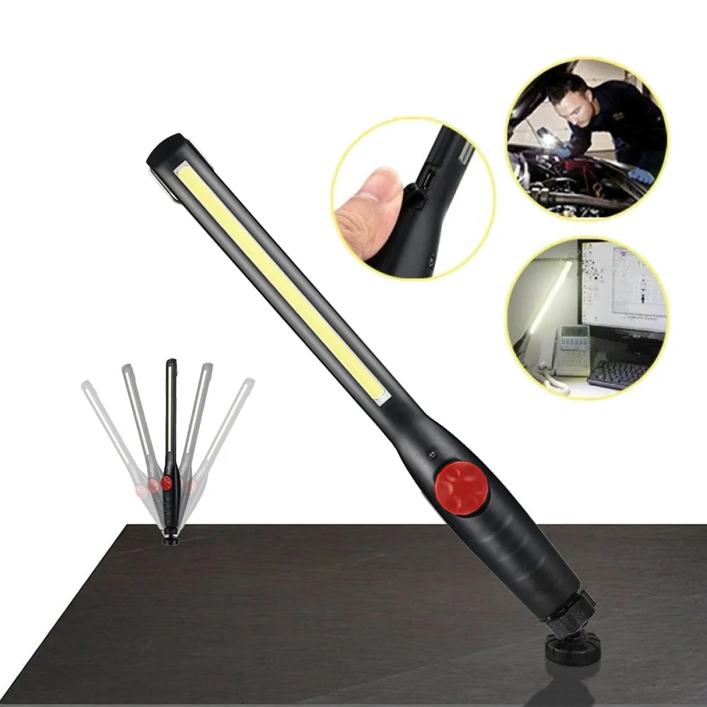 

2019 New Arrival COB Light 410 Lumen Mechanic Work Shop Slim COB LED Rechargeable Work Light Shop Magnet Swivel Flashlight #20