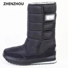 Big size New 2016 women Winter Boots Shoes Snow Shoes Black warm Warm Waterproof Boots Cotton