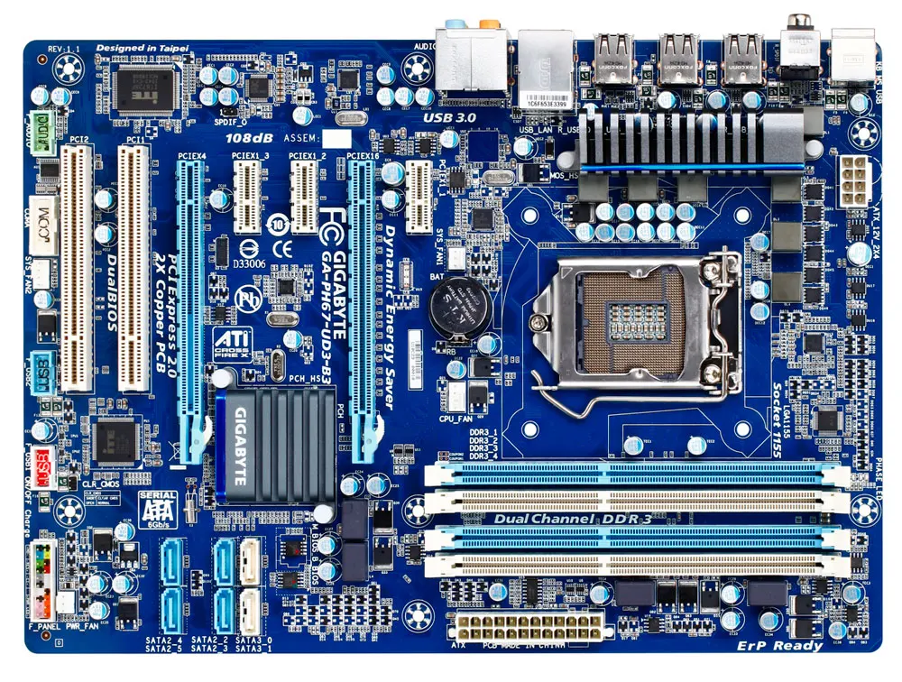 

Gigabyte GA-PH67-UD3-B3 Desktop Motherboard PH67-UD3-B3 H67 Socket LGA 1155 For Core i7 DDR3 32G ATX Original Used Mainboard