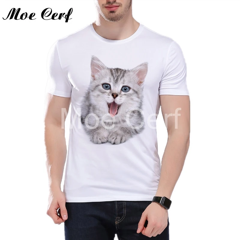 

Men Brand Short Sleeve Elastic Tshirt Cute Cat 3D T Shirt Homme 2020 Garfield Printed Slim Fit Funny Mens Fashion shirt L11-184