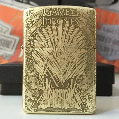

Windproof lighter kerosene pure copper (armor) of pure copper iron throne carved games song