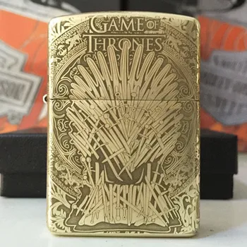 

Windproof lighter kerosene pure copper (armor) of pure copper iron throne carved games song