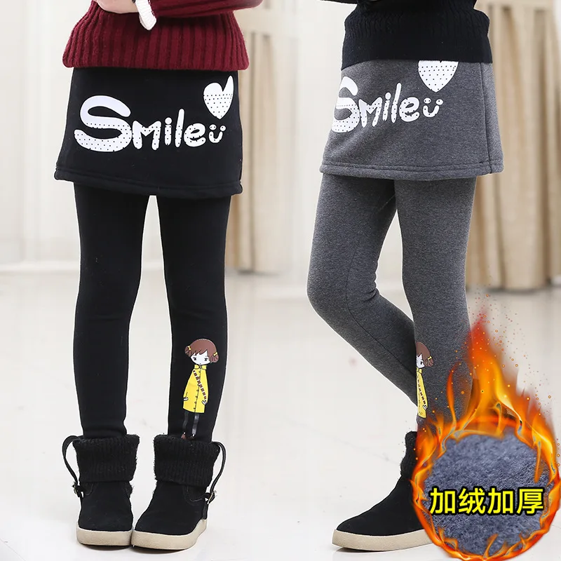 

Children's clothing 2019 new girls winter skirt pants plus velvet printed letters trousers 3 4 5 6 7 8 9 10 11 12 years old