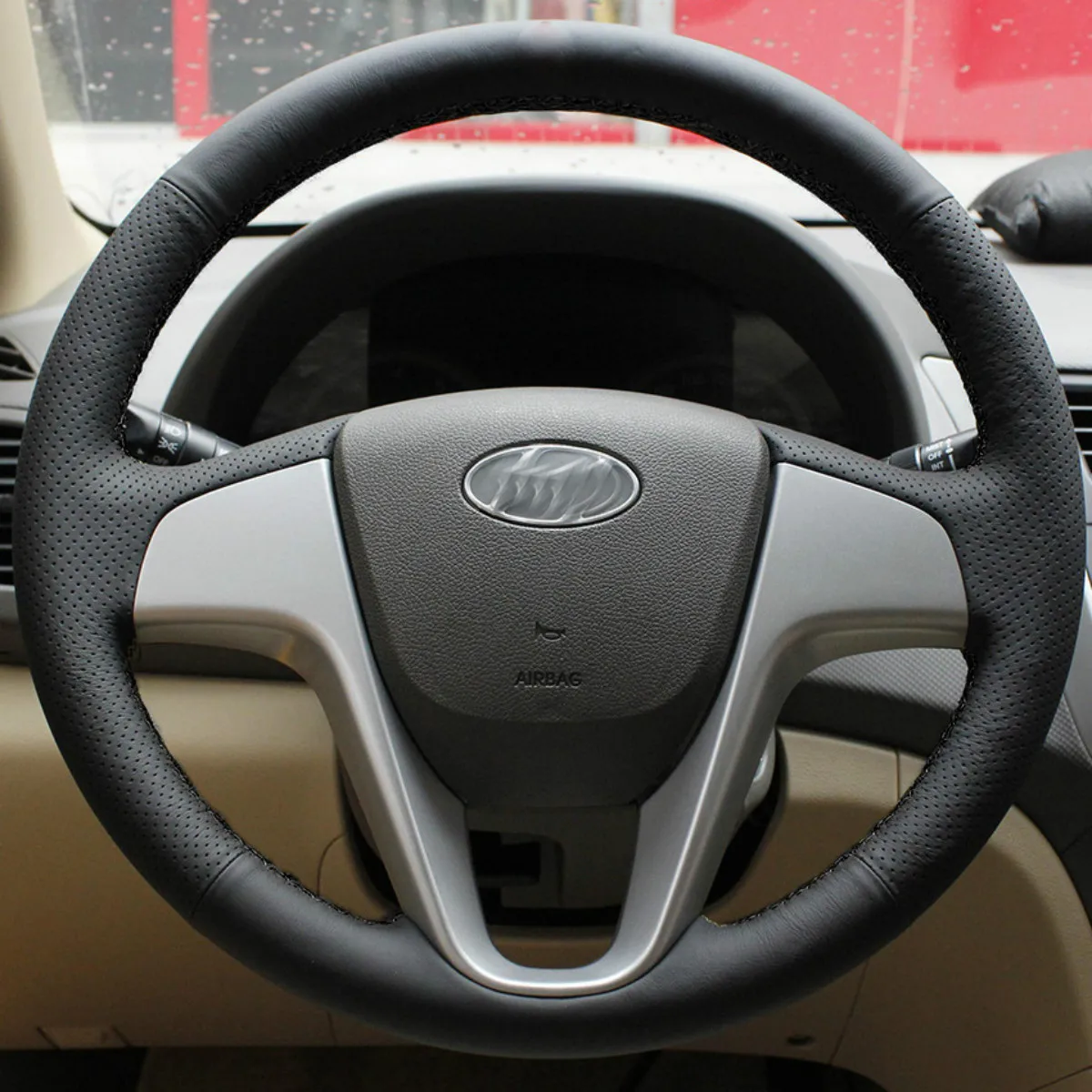 Car Genuine Leather Steering Wheel Cover for Hyundai Verna I20 special