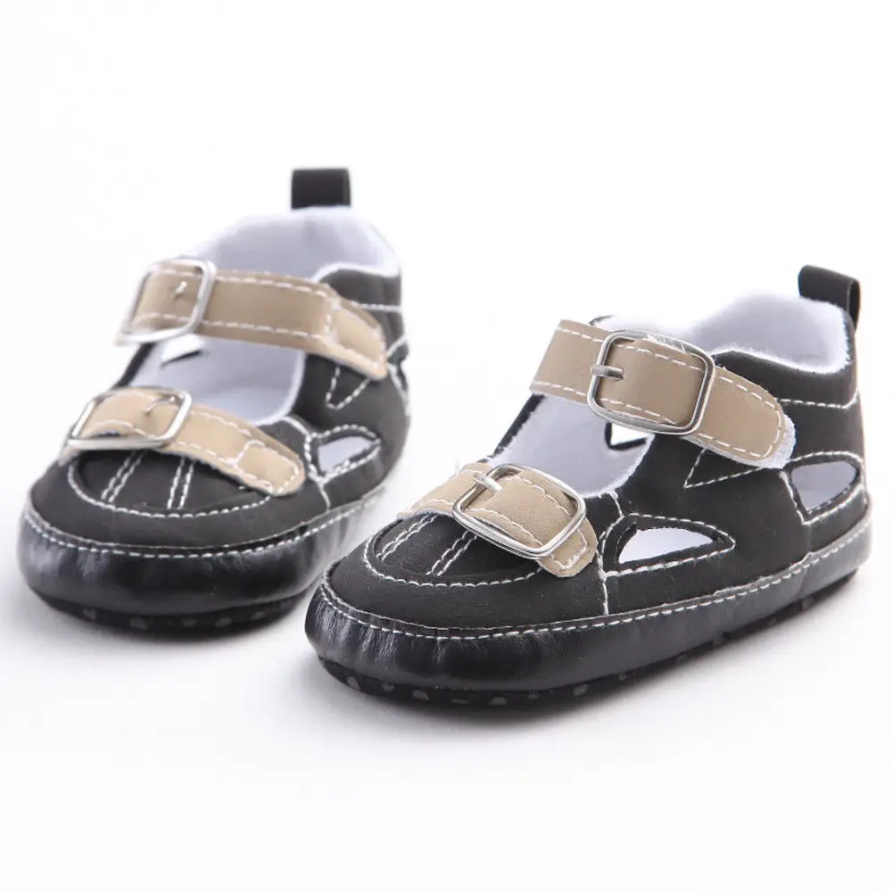 Toddler Baby Boys Crib Shoes Leather Soft Sole Sandals Anti-slip Sandals 0-18M