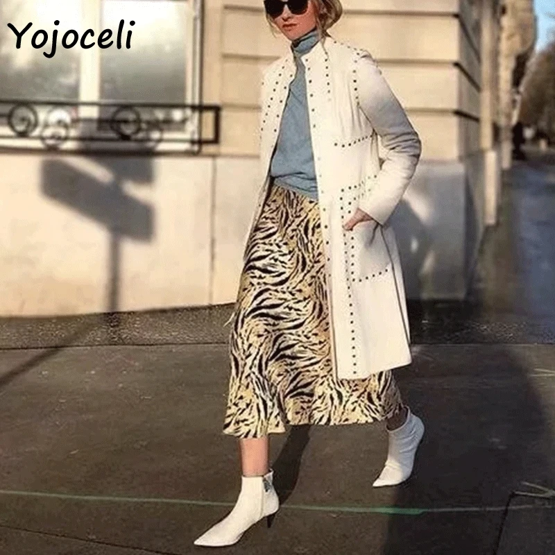 Yojoceli 2019 Лето принт тигра юбка трапеция Нижняя Женская уличная с принтом|Юбки| |