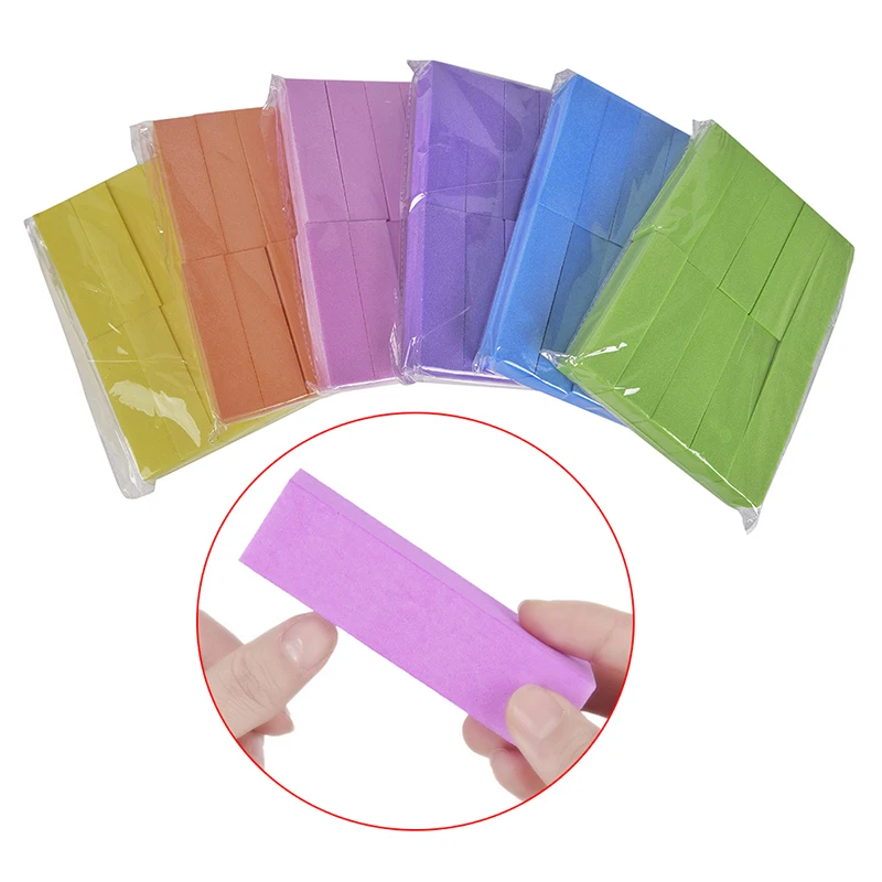 10Pcs Sanding Sponge Nail Files Buffers Grinding Polishing Block Manicure Nail Art Tool Multicolor