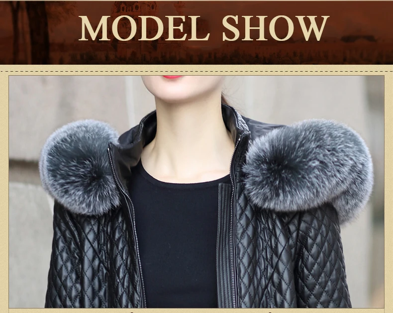 AYUNSUE/Большие размеры 4XL, Куртки из натуральной кожи, женские пальто, новая длинная куртка из овечьей кожи с натуральным лисьим мехом LX918