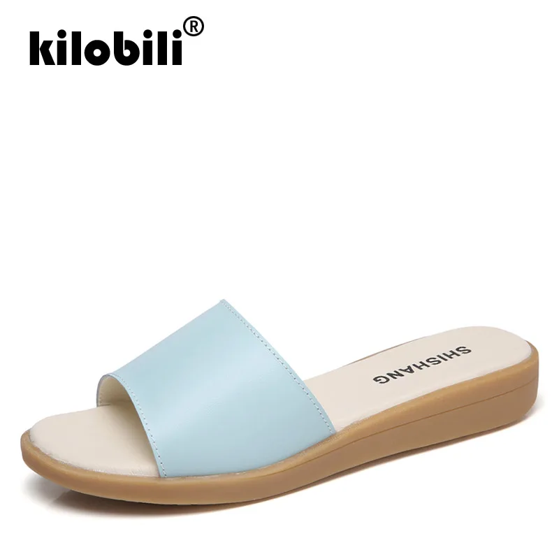 Kilobili/2019 г. летние шлепанцы женские сандалии на плоской подошве пляжная обувь