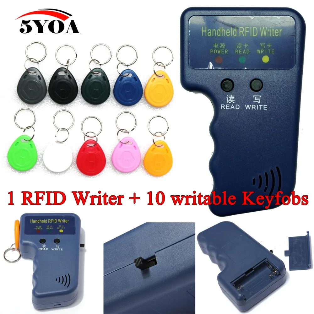 bilder für Handheld 125 KHz EM4100 RFID Copier Writer Duplizierer Programmer Reader + 10 EM4305 T5577 Wiederbeschreibbare ID Keyfobs Tags Karten bilder für Handheld 125 KHz EM4100 RFID Copier Writer Duplizierer Programmer Reader + 10 EM4305 T5577 Wiederbeschreibbare ID Keyfobs Tags Karten