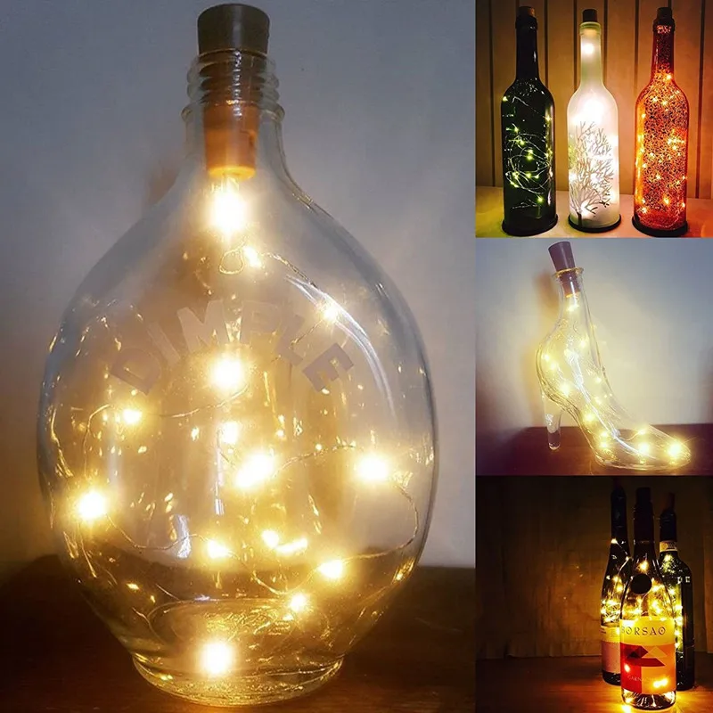 Creative LED Solar Panel String Lights Fairy Wedding Holiday Party Bottle Lamp Festival Table Night Lighting Luminaria Decor | Лампы и