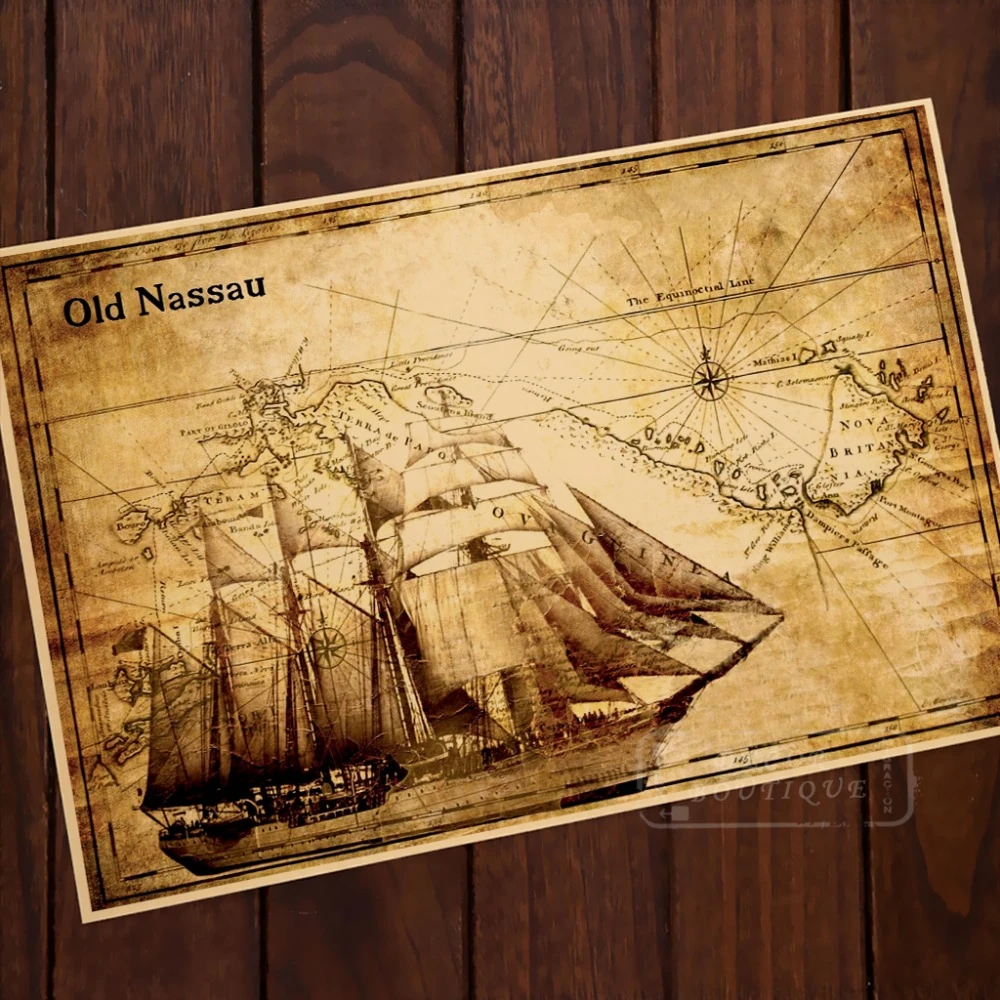 Nova Britannica Sailing Ship Map Classic Vintage Retro Kraft Decorative Poster Maps Wall Canvas Sticker Home Bar Posters Decor G Decorative Gift Wrapping Decorative Gift Bowsgift Aliexpress