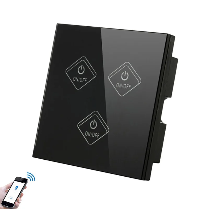 

3 Gang UK WIFI Touch Screen Digital Distance Control Switch Phone Wireless APP Remote WIFI Touch Control Light Lamp Bumb Switch