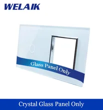 WELAIK Touch Switch DIY Parts Glass Panel Only of Wall Light Switch Black White Crystal Glass Panel Square hole A2918W/B1