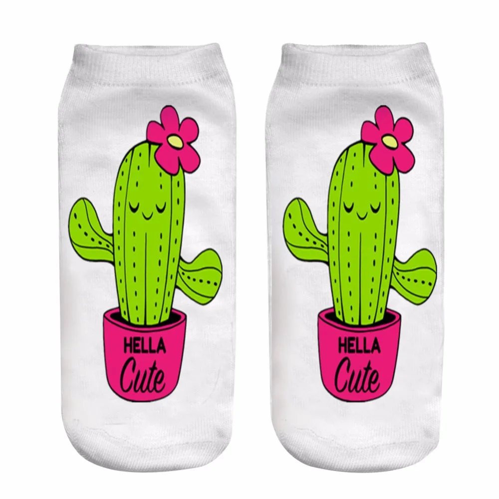 Харадзюку кактус 3D принт забавные короткие Короткие носки для женщин и мужчин счастье хлопок милые спящие кактусы чулочно-носочные изделия унисекс носки