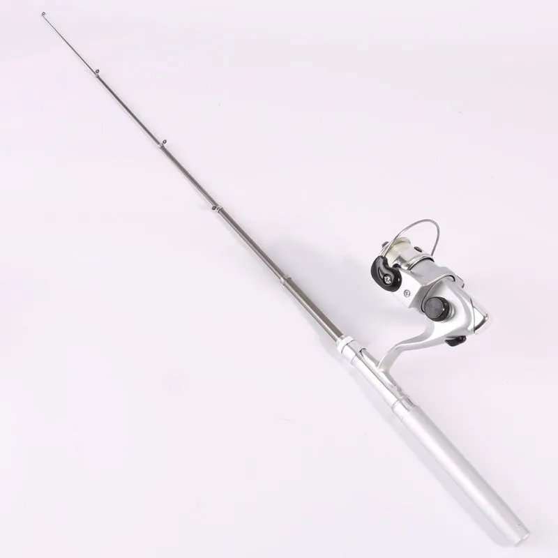 Vara de Pesca + Carretel ao ar Livre Mini Acampamento Viagem Arremesso Telescópica Bolso Caneta Forma Pesca Linha 23 Cheap Varas de pescar