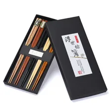 5 pair Janpanese Korean Food Wooden Chopsticks Reusable Natural Beech Chopsticks Chinese Set Palillos Japanese Gift Pack