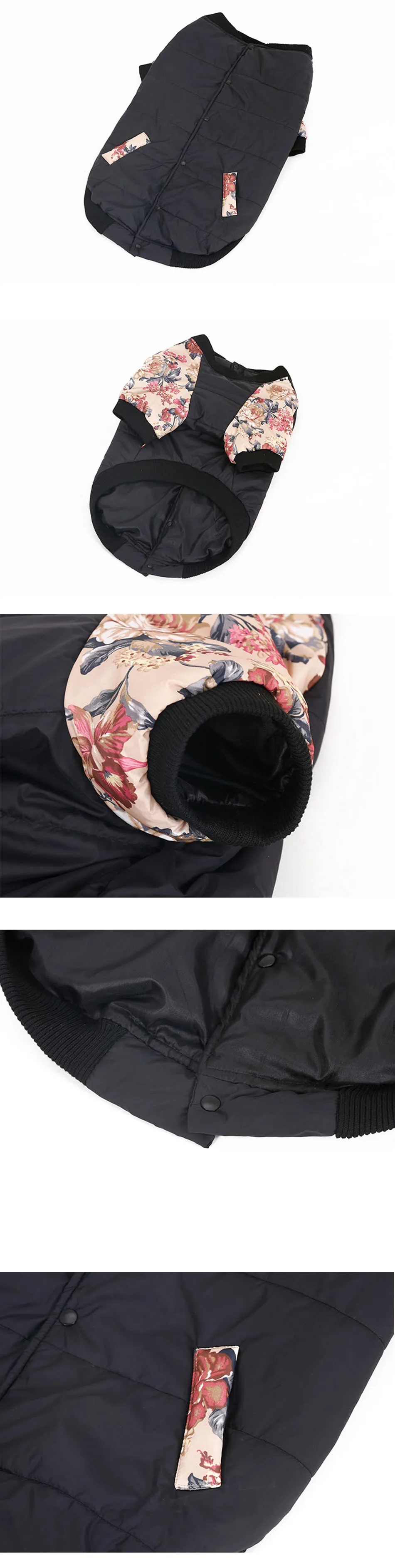 Hoopet Large Dog Clothes Parkas Cotton Padded Floral Printed Sleeves Jumpsuit Dog Winter Golden Retriever Winter Coats 3XL-7XL (1)