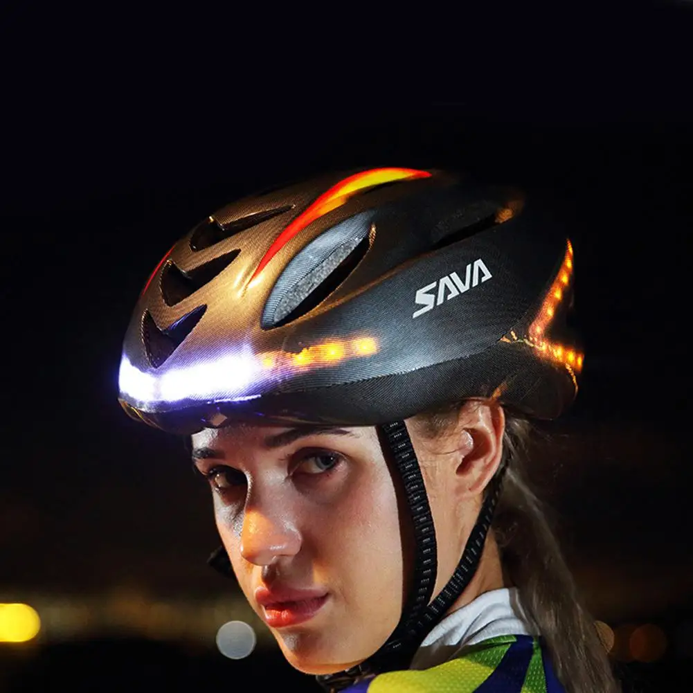 

Cycling Smart Steering LED Helmet Mountain Bike Accessory USB Chargeable LED Light Helmet with Warning Tail Lights Night Riding
