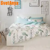 Svetanya Leaves Print Sheet Pillowcase and Duvet Cover Cotton Bedlinen Twin Double Queen King Size Bedding Set
