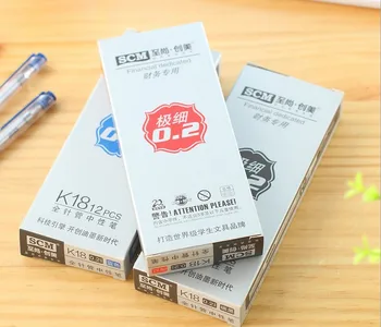 

12pcs/lot Neutral Office Carbon Black Business Full Needle Very Fine Imported Ink 0.2mm Financial Dedicated Bookkeeper pen