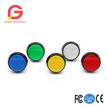 

6 Pcs Of 60mm Flat Hypotenuse Lighted Button Illuminated Round Push Button With Microswitch For Arcade Game Machine