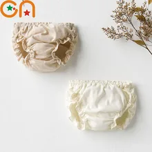 Хлопковое однотонное кружевное нижнее белье для девочек детские штаны с подгузниками детские штаны для отдыха с треугольными чашечками детские трусики-трусики CN