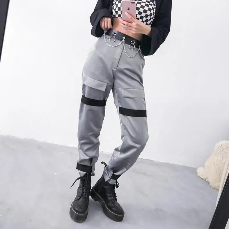 

New high waist slimming beam casual pants women's satin trousers