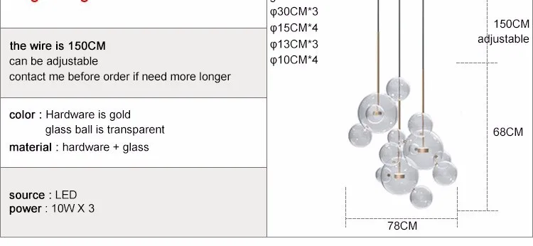 Современный светодиодный подвесной светильник с прозрачным стеклянным шаром, роскошная домашняя Подвесная лампа для гостиной, столовой, люстра для ресторана