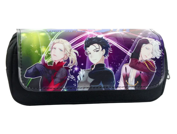 

Anime Yuri On Ice Cosmetic Bag Victor Nikiforov Colorful Pencil Case Yuri Katsuki Long Purse Bag for Gift