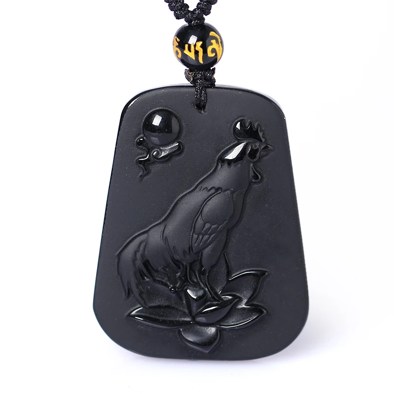 

A twelve zodiac Chicken Rooster sang Xiao Qi Chen cattle Tianzhu unitary Yuanji peace pendant Pendant diy real stone Obsidian