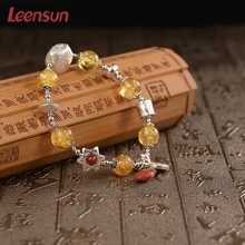 Leensun ювелирные изделия, ручной работы 925 серебро с янтарный браслет/браслет