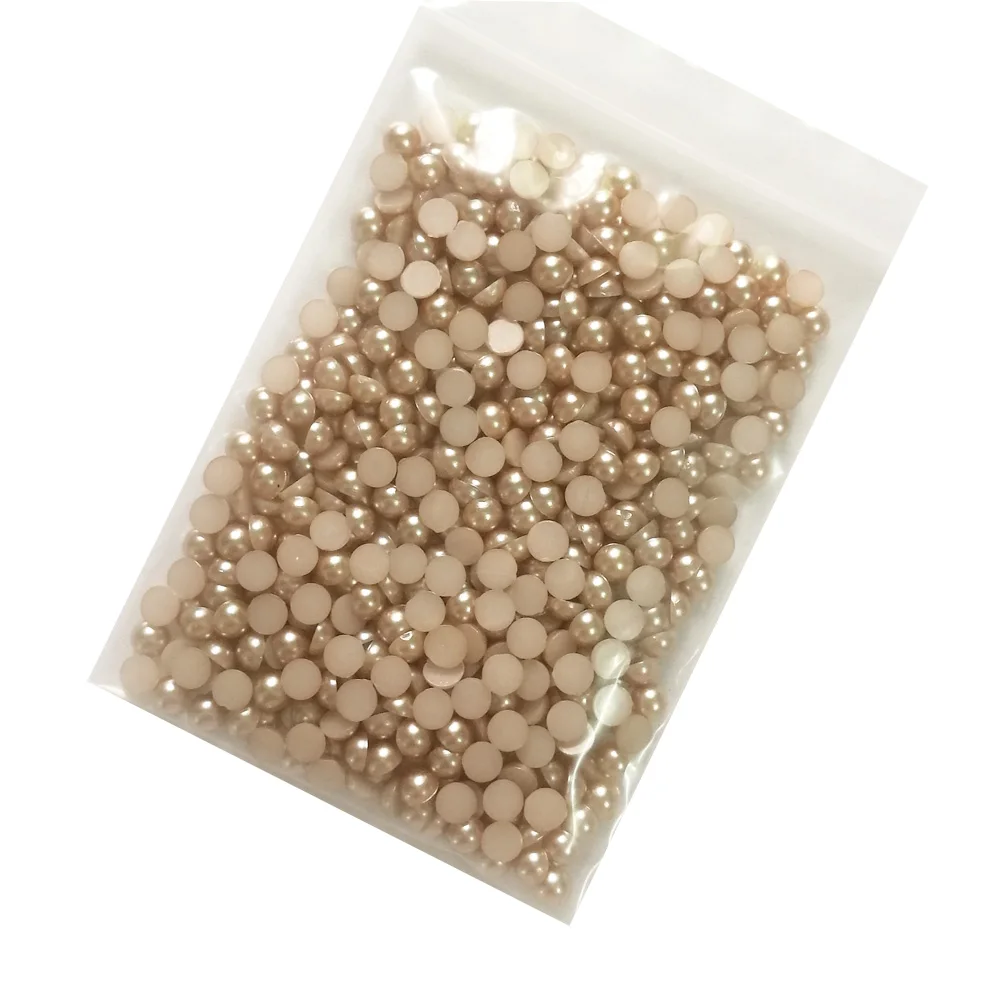 

LIGHT COFFEE 5mm PEARLS Half Round Card Making Immitation Faux Cabochon Dome Pearl Beads Pearl Finish Loose Gems DIY Crafts