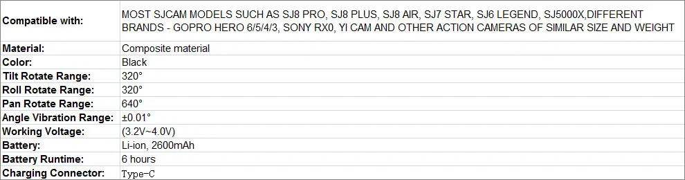 SJCAM ручной карданный SJ-GIMBAL 3 оси стабилизатор Bluetooth управление для SJ6 SJ7 SJ8 Pro/Plus/Air экшн-камера для Yi камеры