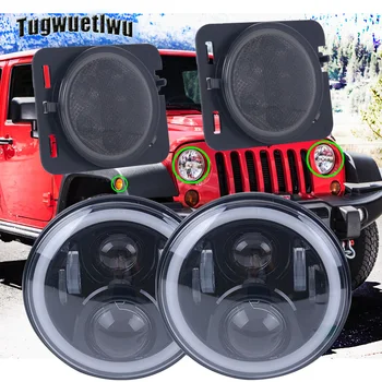 

7inch LED Headlights drl turn signal headlight Car Led Fender Flares Lights turn signal side lamp for Jeep Wrangler JK 2007-2015