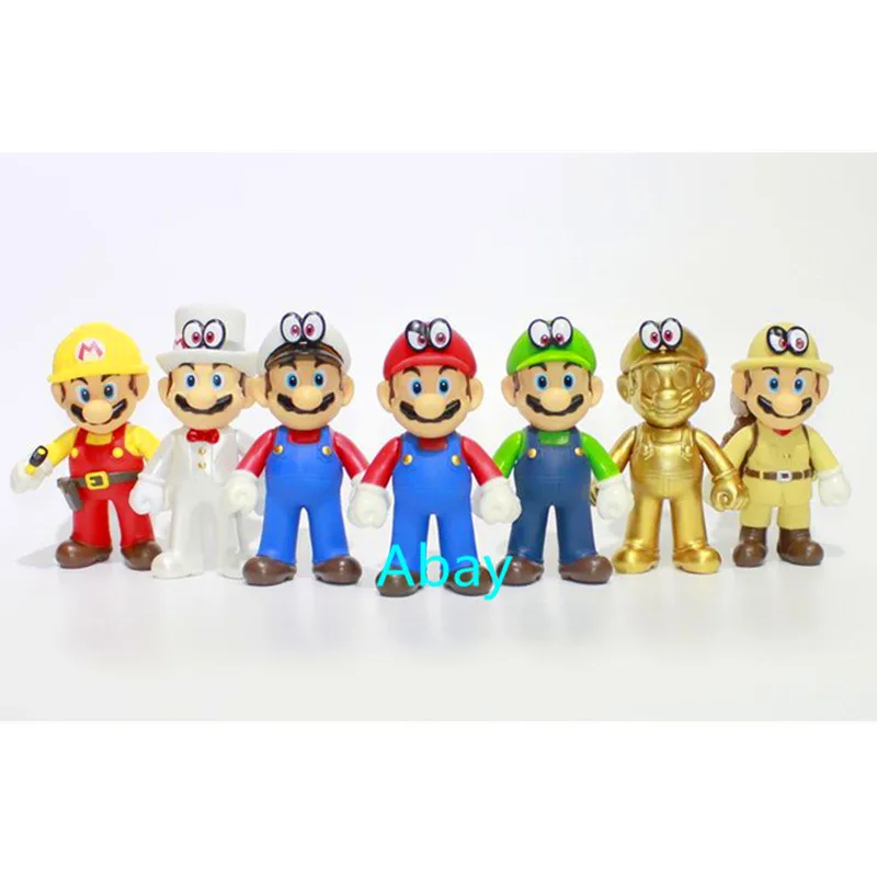 

7 Colors Super Mario Super Odyssey Mario Luigi Mario Cappy Super Mario Bros Wario Waluigi PVC Action Figure Model Toy OPP H201