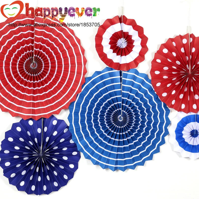 

One Set Patriotic Paper Fans Round Wheel Birthday Kids Party Wall Decoration National Event Kindergarten Home Celebration Decor