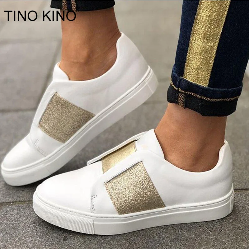 

TINO KINO Women Bling Slip On Flat Autumn Vulcanized Plus Size Ladies Platform Comfortable Casual Sneakers Shoes Female Fashion