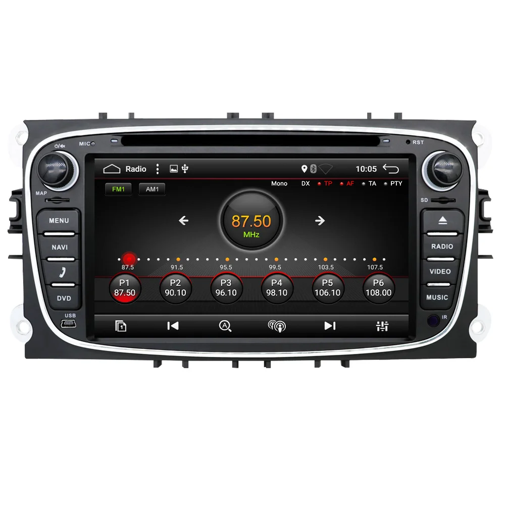 Eunavi 2 din Android 7.1 Quad Core Car DVD Player GPS Navi for Ford Focus Galaxy with Audio Radio Stereo wifi Head Unit 1024*600