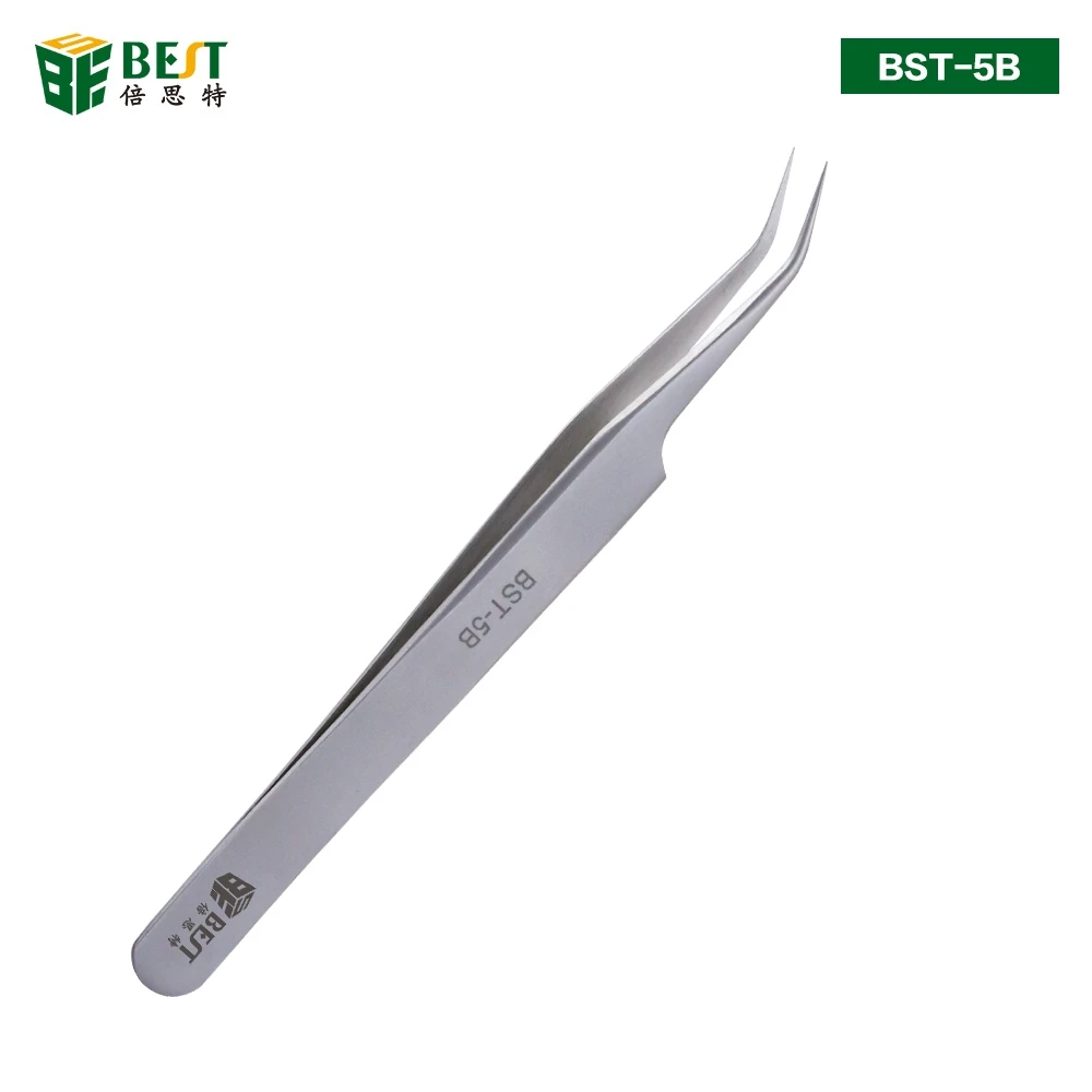 

1Pcs Portable Matt Precision Curved Thin Anti-Magnetic Tweezer Heat Resistant PCB Eyelash Extensions Repair Tool BST-5B