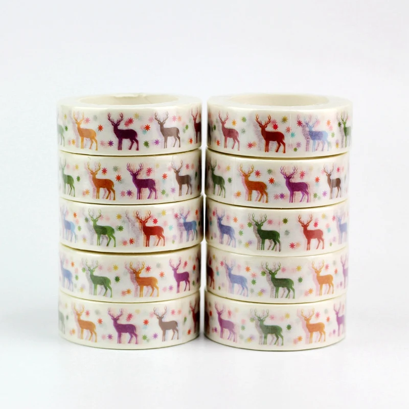 

10PCS/lot Decorative Cute Reindeer Washi Tapes Japanese Paper DIY Planner Masking Tape Adhesive Tapes Stickers Stationery Supply