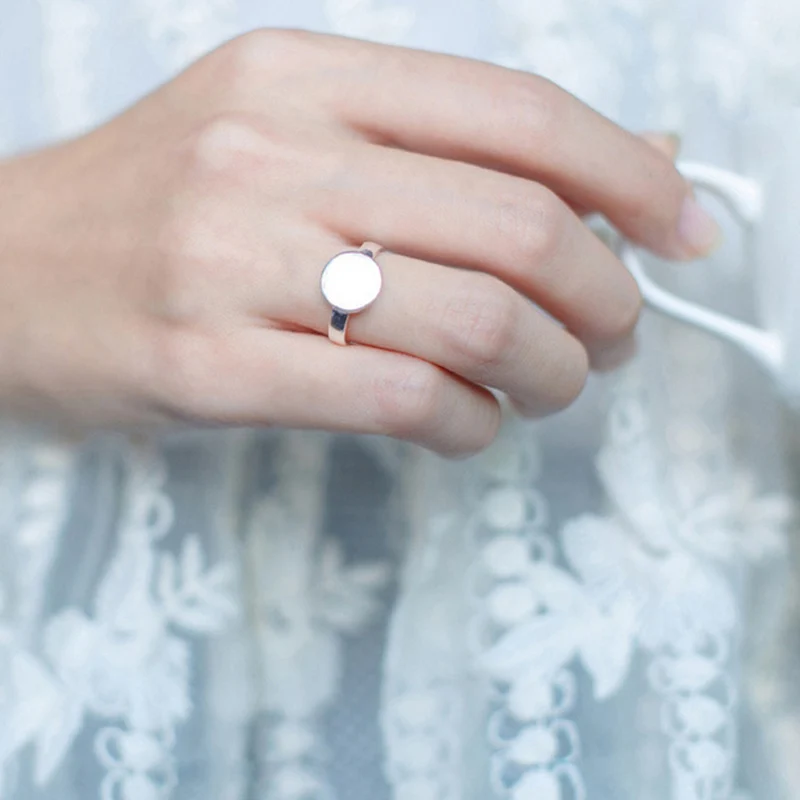 TOYOOSKY 925 пробы Серебряное кольцо для женщин, простое гладкое регулируемое кольцо, обручальное кольцо в подарок