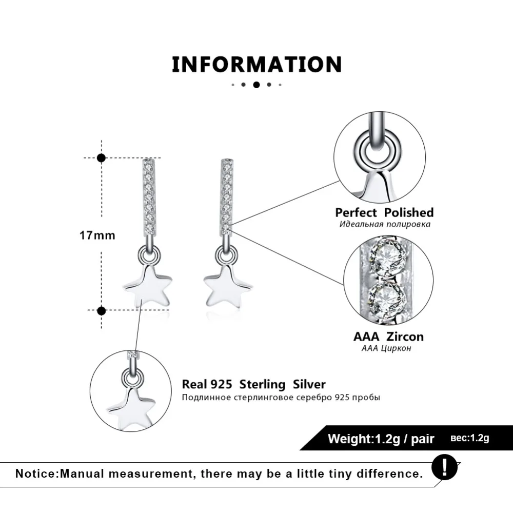 ORSA JEWELS женские серебряные серьги из натуральной 925 пробы в форме звезды в романтическом стиле AAA Ослепительный CZ женский подарок для вечеринки SE116