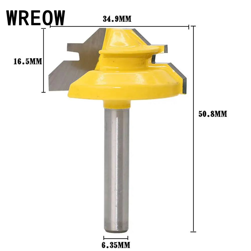 

Hot 45 Degree 1/4 Router Bit Woodworking Tool Wood Lock Miter Tenon Cutter Tool Wood Milling Cutter Carbide DIY Tool