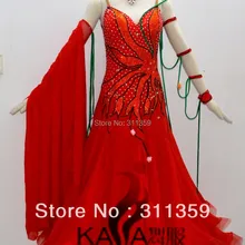 KAKA DANCE B1360, красный Chifoon цвет стандартное платье для танцев, вальс танцевальные соревнования платье, женщины, девушка, Бальные танцы платье
