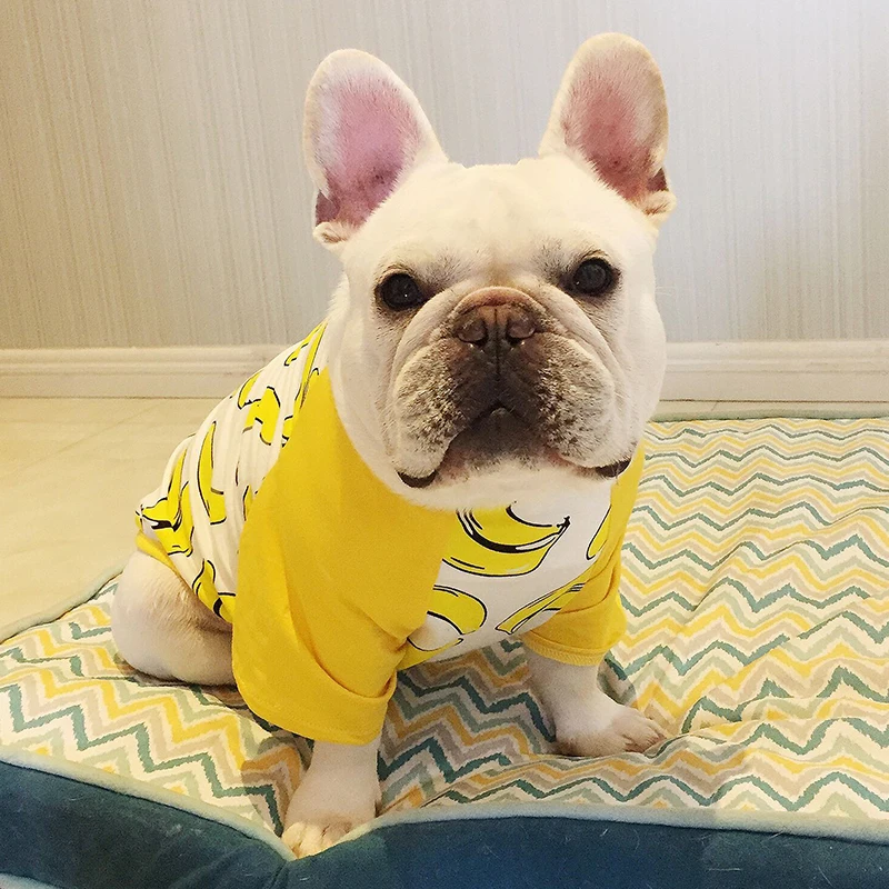 Хлопок мопса летом прохладно футболка Pet Одежда для собак маленьких Одежда для собак Французский бульдог дышащий костюм Йоркшир одежда