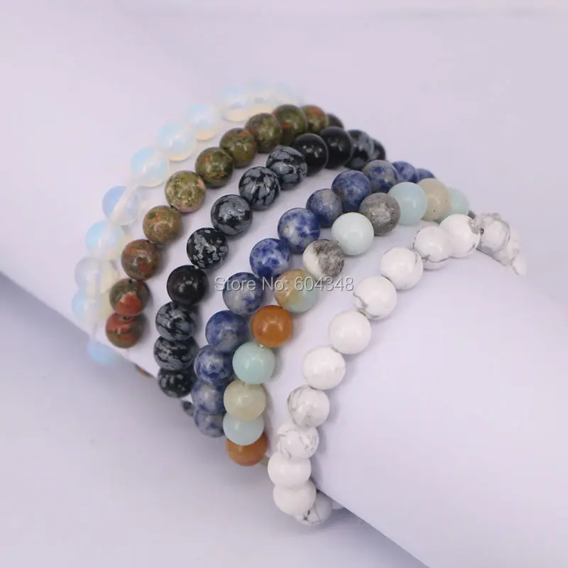 

10Pcs Charm Natural mixture Precious Stone Round Shape Beads Stone Chakra Healing Bracelets Jewelry