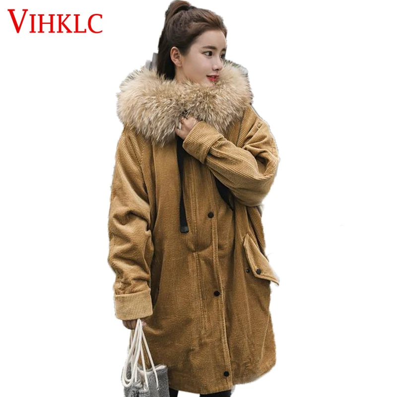 VIHKLC Новое поступление меховая парка 2017 Брендовое длинное женское зимнее пальто