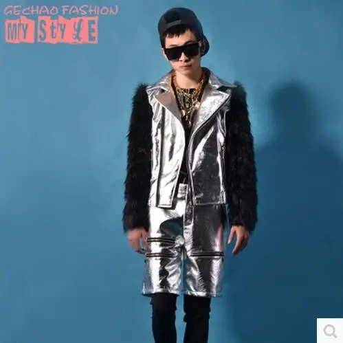 Женская Новинка 2019 Мужская одежда певец DJ bigbang DS серебристая ПУ кожаная
