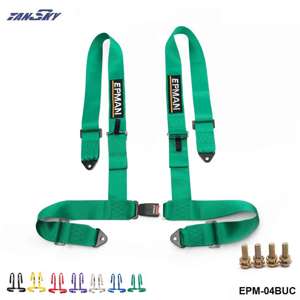 

3" Universal 4 Point Driver Bolt In Harness Safety Seat Belt Black/Red/Blue/Grey/Yellow/Green/Purple EPM-04BUC